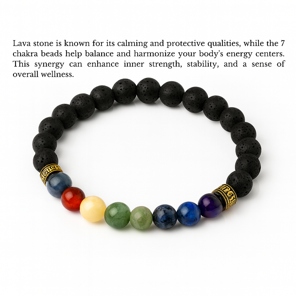 Lava Stone with 7 Chakra Bracelet