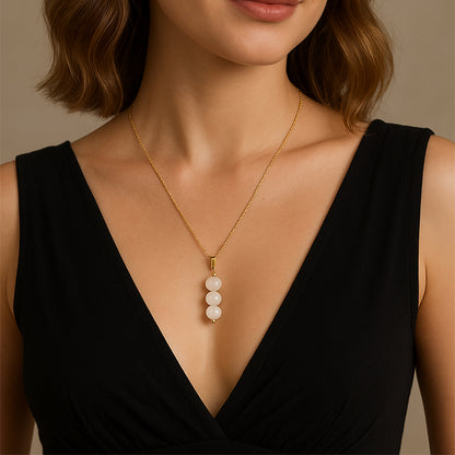 White Moonstone Crystal Bead Necklace