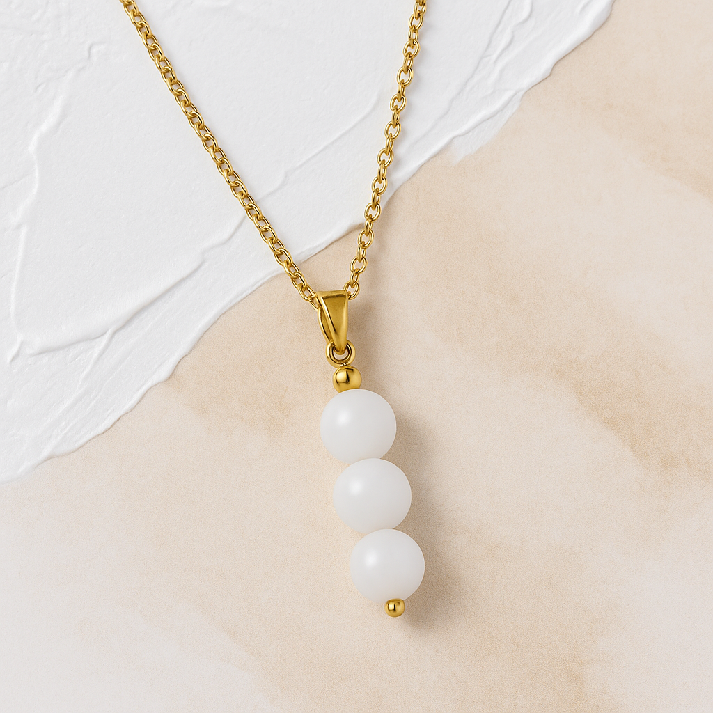 White Moonstone Crystal Bead Necklace