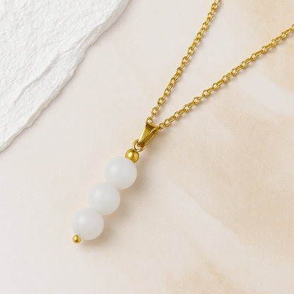 White Moonstone Crystal Bead Necklace