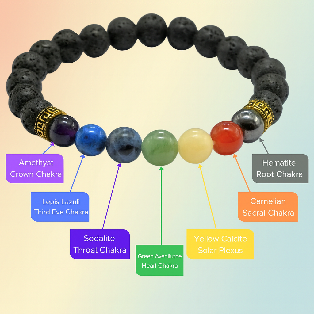 Lava Stone with 7 Chakra Bracelet
