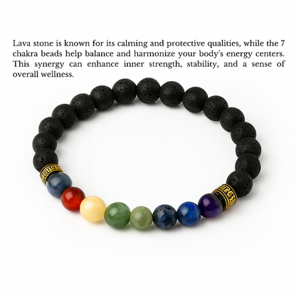 Lava Stone with 7 Chakra Bracelet